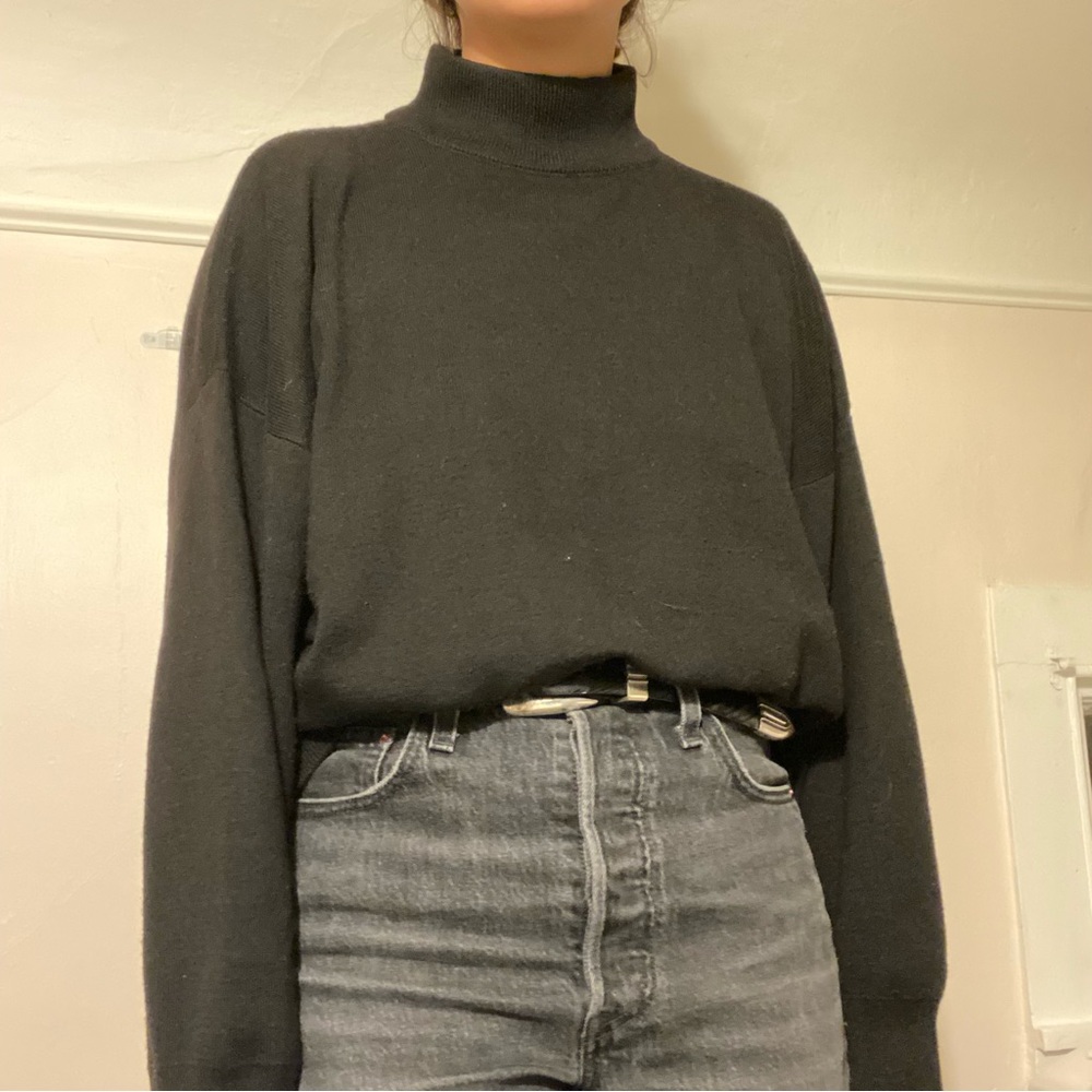 H&M BLACK COTTON MOCK NECK SWEATER
